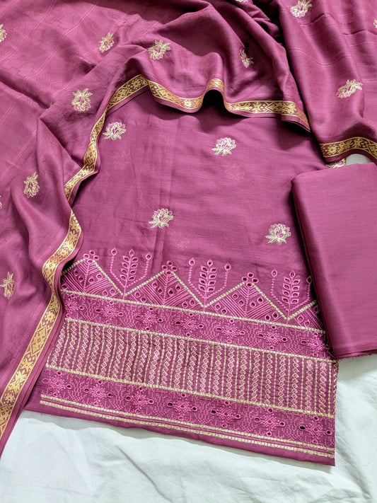 3pc EMBROIDED DAMAN BORING WITH TARKSHI JAQUARD EMBROIDED DUPATA LUXURIOUS EID COLLECTION