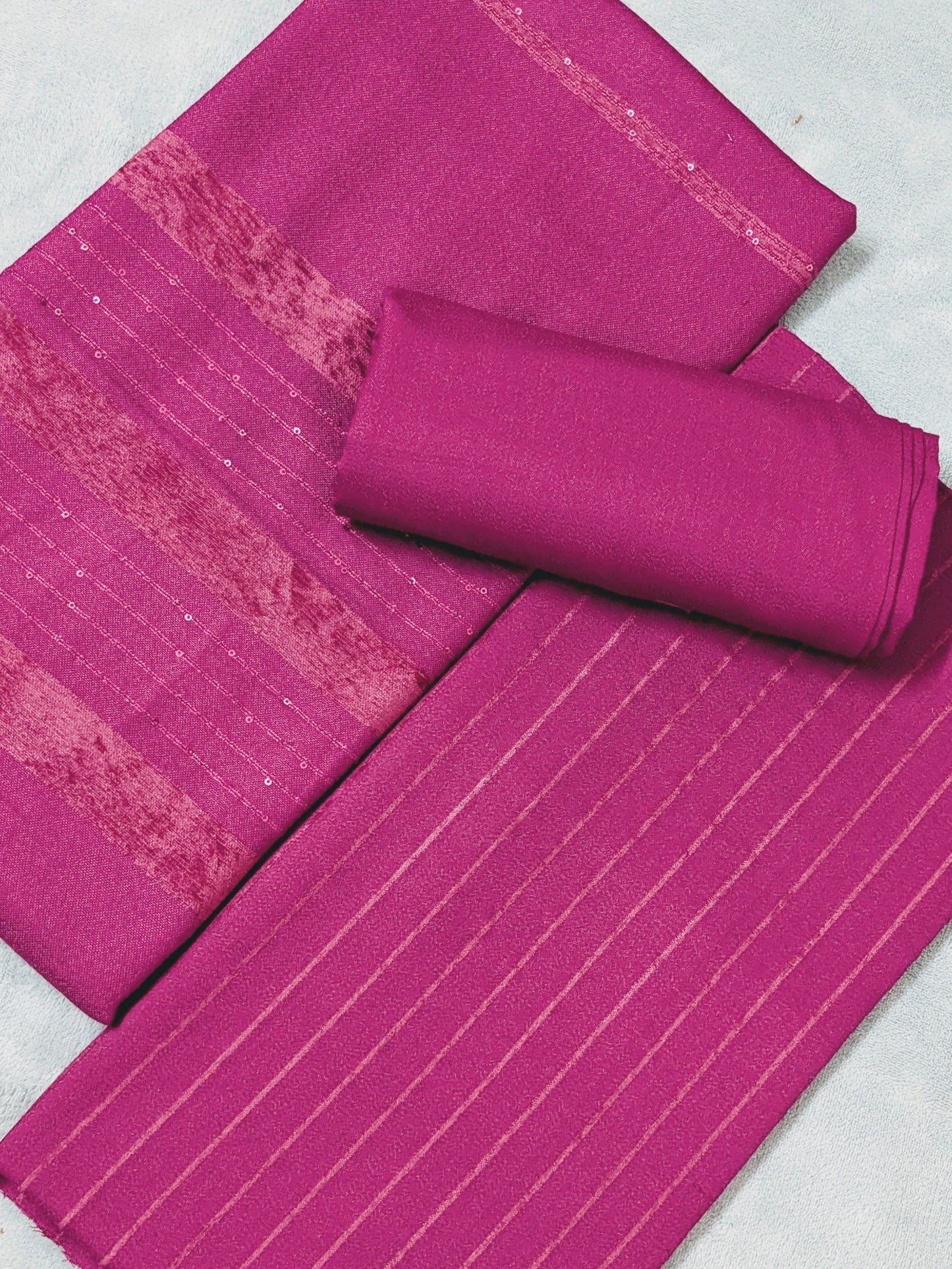 3PC ALPINE VELVET MARINA (|) VERTICAL LINE ONLY ON CASTUMR SPECIAL DEMAND (SHOCKING PINK)