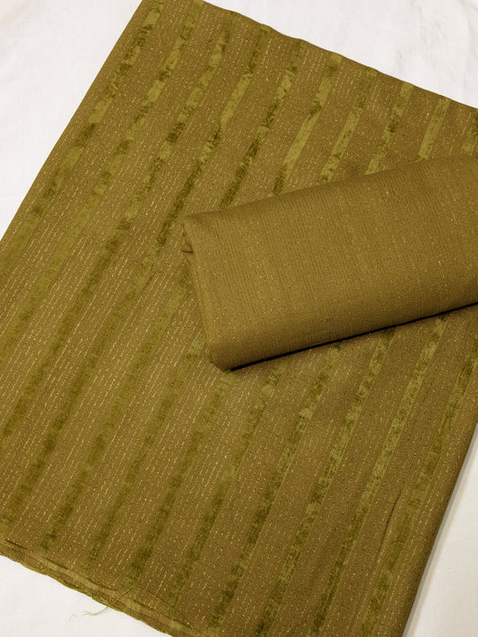 2PC ALPINE ZARI VELVET MARINA MOST DEMANDING WINTER COLLECTION (DARK MHNDI COLOR)