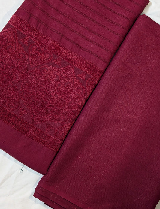 3PC ZARI LINE MOON LITE MARINA MOST DEMANDING WINTER COLLECTION (DARK MAHROON)(3ZRM00MH)