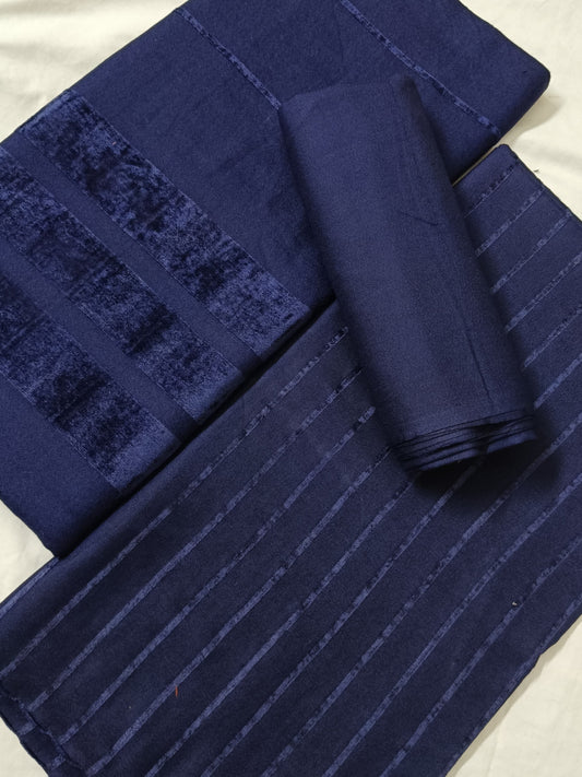 ALPINE VELVET DHANK MARINA 3PC LUXURIOUS WINTER COLLECTION NEVY BLUE COLOR (AVD00BLU)