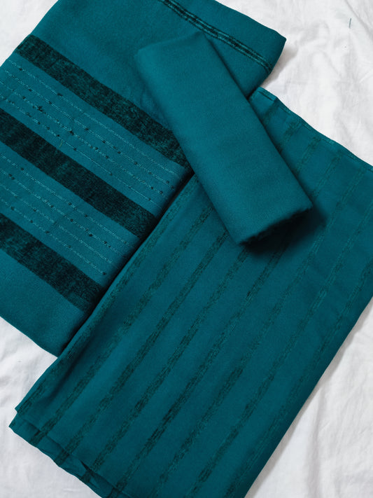 ALPINE VELVET DHANAK MARINA WITH SEQUENCE VELVET SHAWL 3PC LUXURY WINTER ZINC GREEN COLOR COLLECTION(AVD00ZNT)