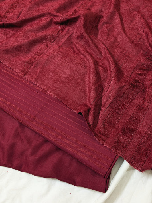 3PC MARINA VELVET LINING NEW DESIGN  WITH 100 % PURE QUALITY VELVET WOOL SHAWL ( LIGHT WAIT & WARM ) ( REDISH MAHROON )
