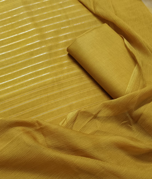 3PC ZARI LINE MOON LITE  WITH KRINCLE SHAFOON DUPATTA HIGH QUALITY (ZR300MS)