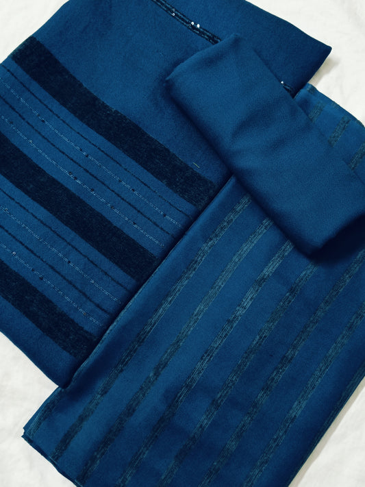 ALPINE  VELVET DHANAK MARINA WITH SEQUENCE VELVET SHAWL 3PC LUXURY WINTER COLLECTION ZINC COLOR (AVD00ZN)