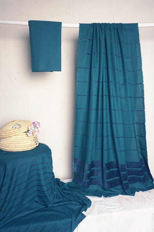 ALPINE VELVET DHANAK MARINA 3PC LUXURY WINTER COLLECTION ZINC BLUE COLOR(AVD00ZNT)