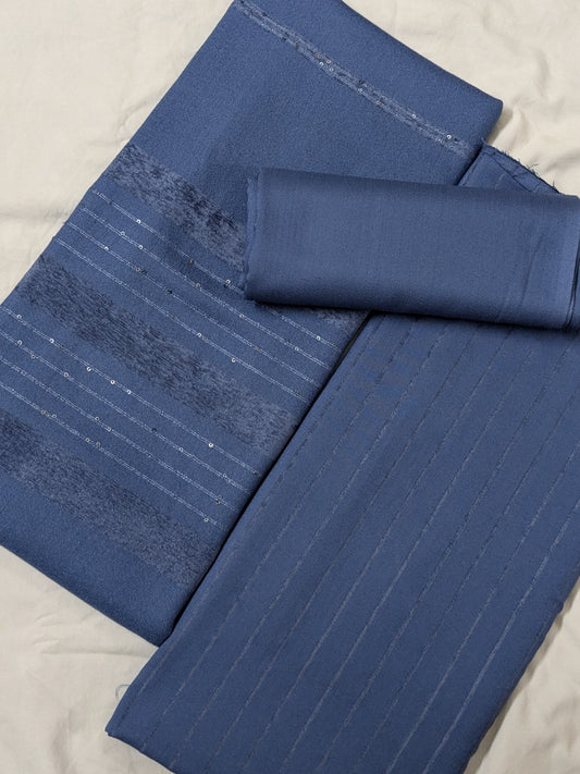 3PC ALPINE VELVET MARINA (|) VERTICAL LINE ONLY ON CASTUMR SPECIAL DEMAND (MIDNIGHT BLUE) UNIQUE COLOR