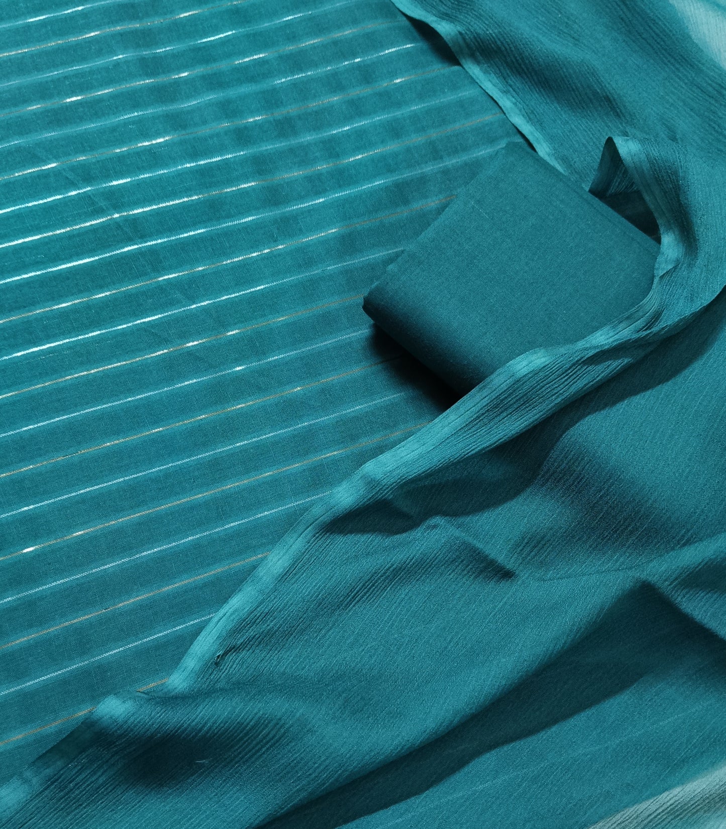 3PC ZARI LINE MOON LITE WITH KRINCLE SHAFOON DUPATTA HIGH QUALITY (ZR300ZN)