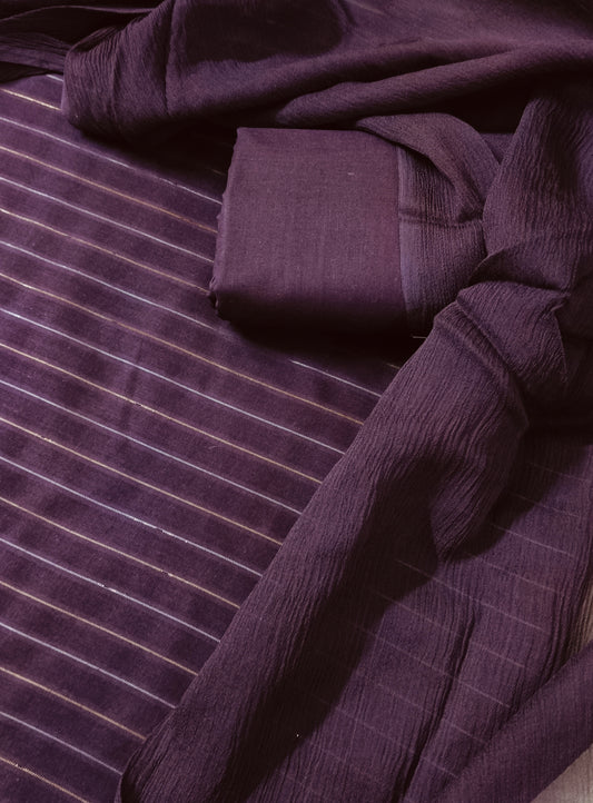 3PC ZARI LINE MOON LITE WITH KRINCLE SHAFOON DUPATTA HIGH QUALITY (ZR300PR)