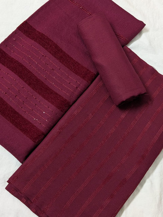 ALPINE VELVET DHANAK MARINA WITH SEQUENCE VELVET SHAWL 3PC LUXURY WINTER MAHROON COLOR COLLECTION(AVD00MH)
