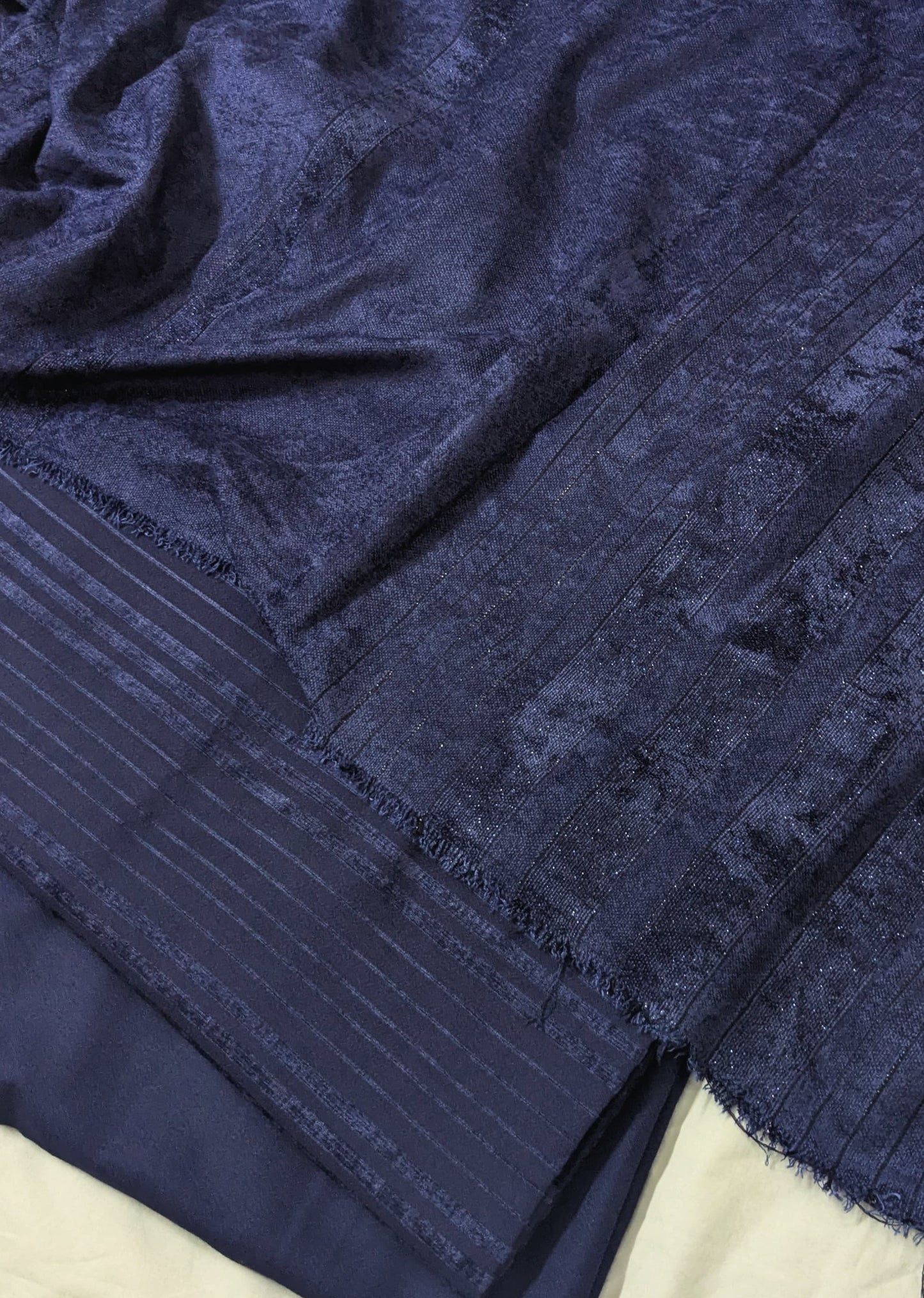 3PC MARINA VELVET LINING NEW DESIGN WITH  100% PURE QUALITY VELVET WOOL SHAWL ( LIGHT WAIT & WARM ) ( NEVY BLUE)