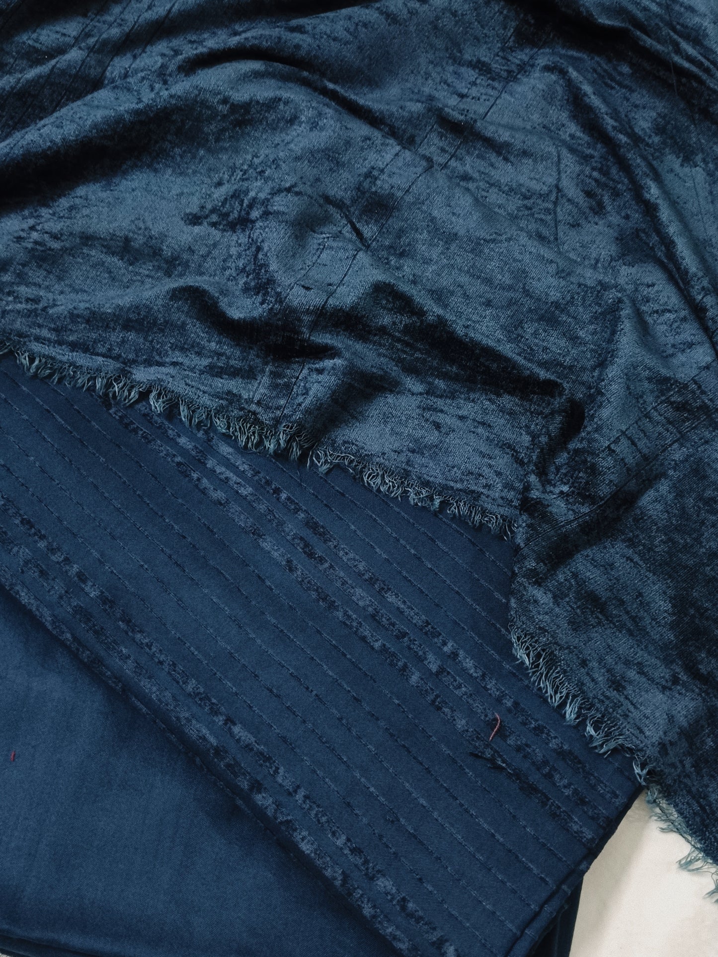 3PC MARINA VELVET LINING  NEW DESIGN WITH 100% PURE QUALIITY VELVET WOOL SHAWL ( LIGHT WAIT & WARM )  (ZINC BLUE)