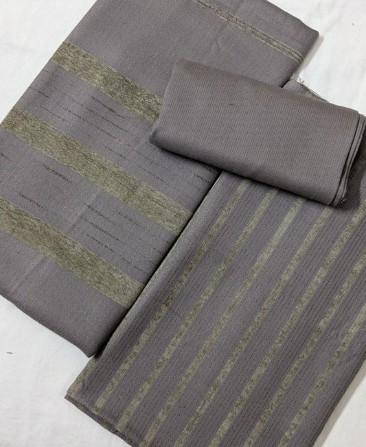 3pc ALPINE ZARI VELVET MARINA MOST DEMANDING WINTER COLLECTION (ASH GRAY COLOR)