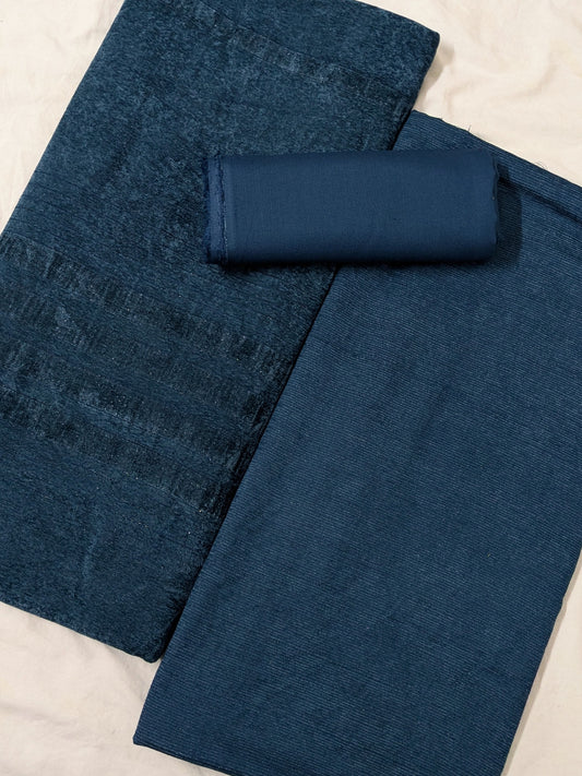 PEACH WOOL VELVET 3PC VERY PREMIUM EXPORT QUALITY WINTER COLLECTION 2025 (ZINC BLUE COLOR)