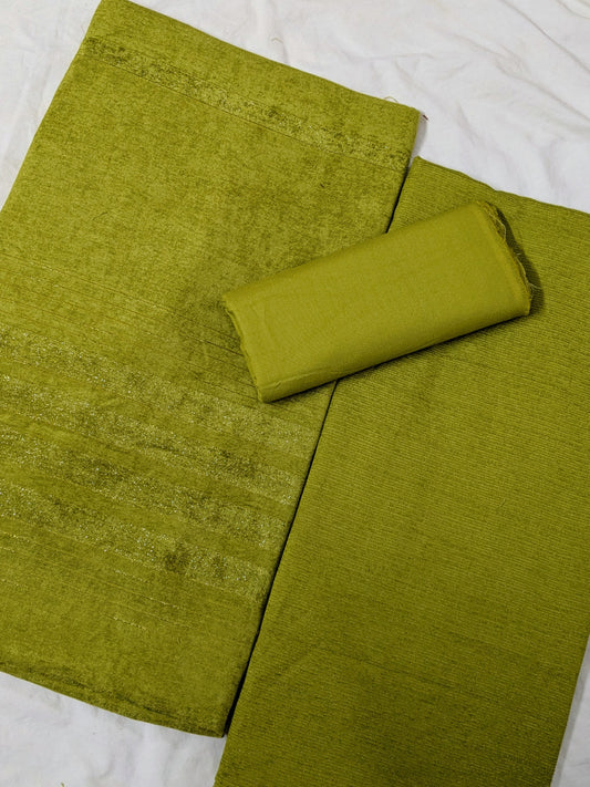 PEACH WOOL VELVET 3PC VERY PREMIUM EXPORT QUALITY WINTER COLLECTION 2025 (MINT GREEN COLOR)