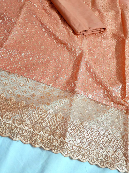 2PC CHICKEN EMBRIODED LUXURY LAWN COLLECTION 2025