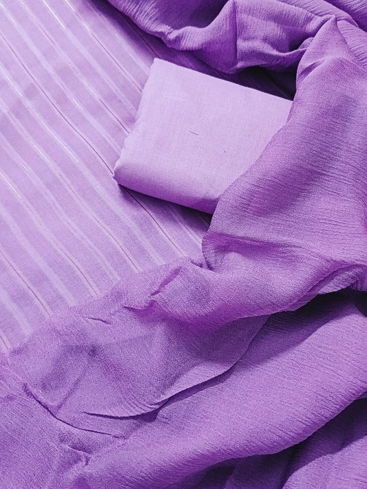 3PC ZARI LINE MOON LITE WITH KRINCLE SHAFOON DUPATTA HIGH QUALITY (ZR300FL)