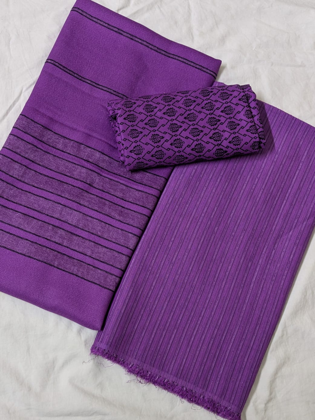 3PC ALPINE BLACK VELVET WINTER UNIQUE LUXURY ARTICLE WITH PRINTED TROUSER ( LILAC PURPLE)