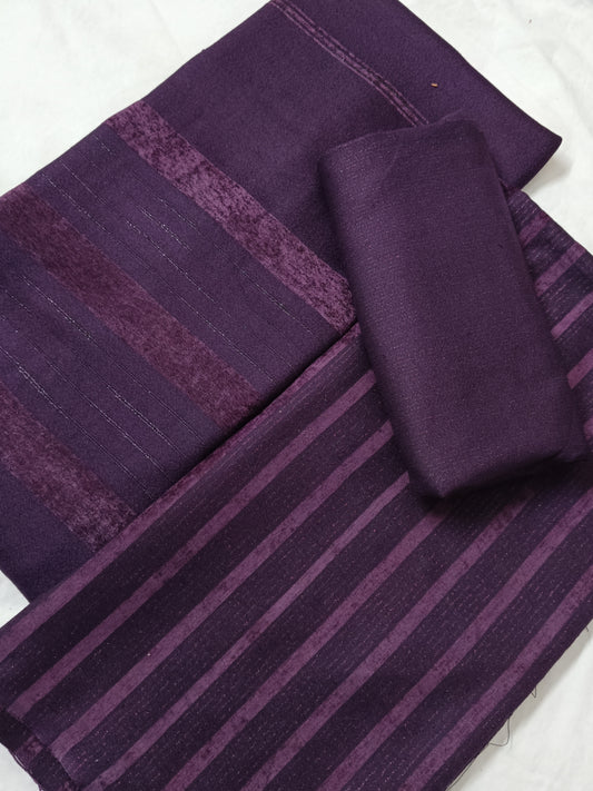 3PC ALPINE ZARI VELVET MARINA DHANAK WINTER MOST DEMANDING ARTICLE 2025 DARK PURPLE COLOR