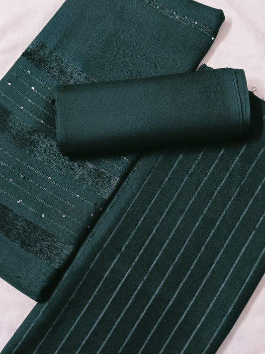 3PC ALPINE VELVET MARINA (|)  VERTICAL LINE ONLY ON  CASTUMR SPECIAL DEMAND (BOTTLE GREEN)