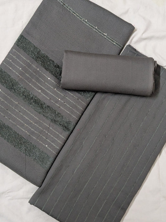 3PC ALPINE VELVET MARINA (|) VERTICAL LINE ONLY ON CASTUMR SPECIAL DEMAND (GRAY COLOR)