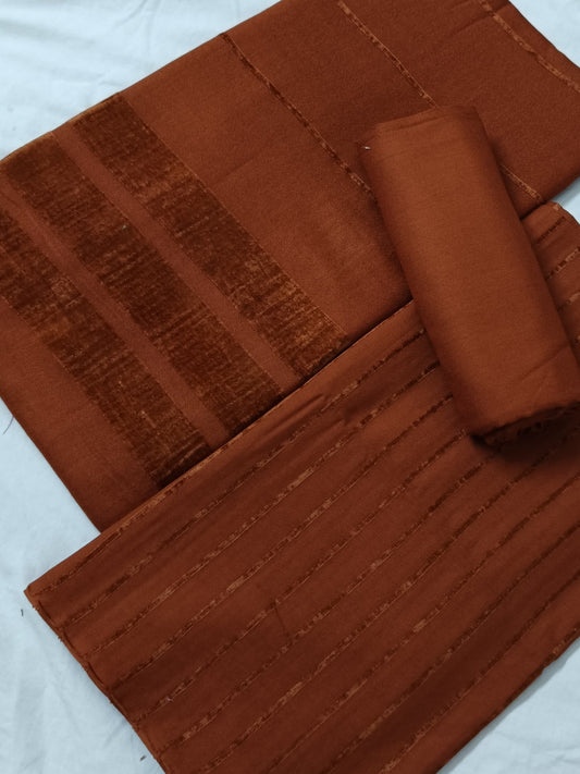 ALPINE VELVET DHANK MARINA  3PC LUXURIOUS WINTER COLLECTION RUST COLOR (AVD00RS)