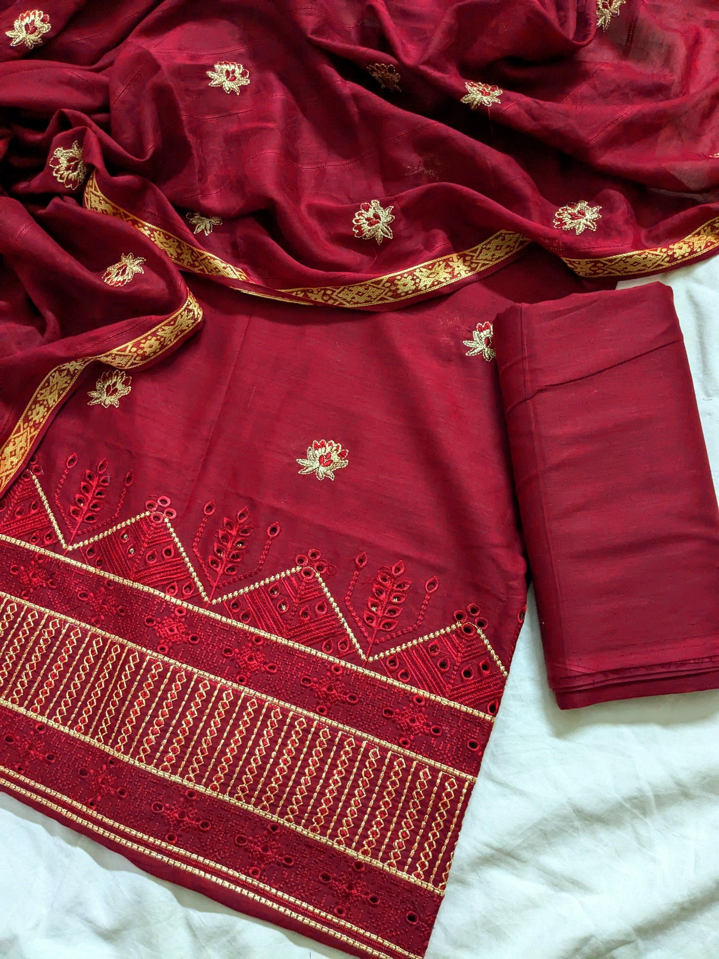 3pc EMBROIDED DAMAN BORING WITH TARKSHI JAQUARD EMBROIDED DUPATA LUXURIOUS EID COLLECTION