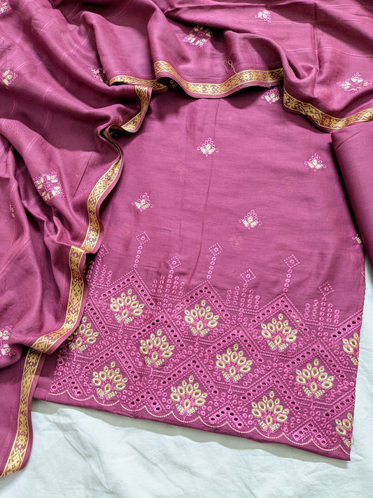 3pc EMBROIDED DAMAN BORING WITH TARKSHI JAQUARD EMBROIDED DUPATA LUXURIOUS EID COLLECTION