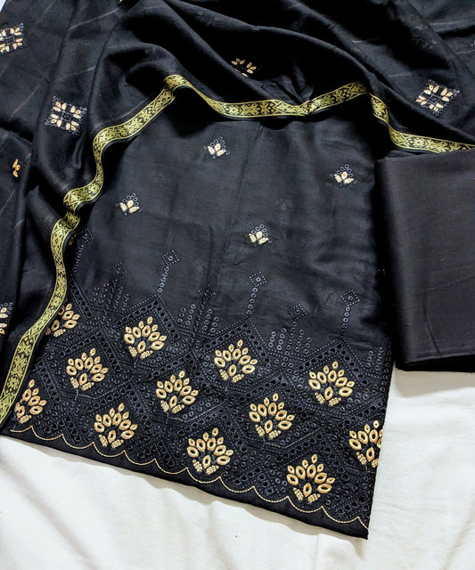 3pc EMBROIDED DAMAN BORING WITH TARKSHI JAQUARD EMBROIDED DUPATA LUXURIOUS EID COLLECTION