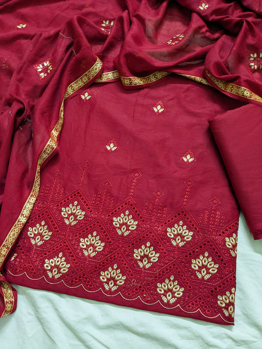 3pc EMBROIDED DAMAN BORING WITH TARKSHI JAQUARD EMBROIDED DUPATA LUXURIOUS EID COLLECTION