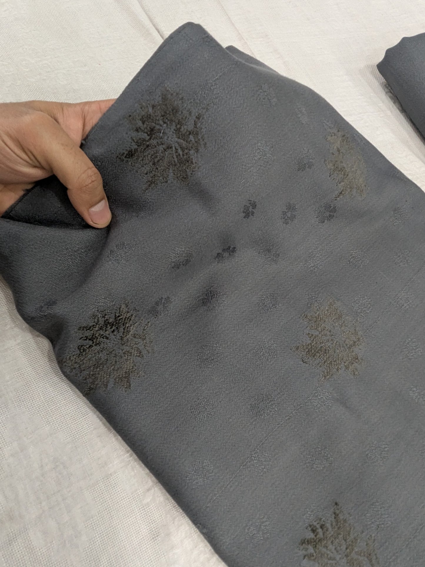 MARINA VELVET MOTIF (EMBOSSED DESIGN) 3PC  WITH AMAZING QUALITY VELVET BROSHA SHAWL (METAL GRAY)