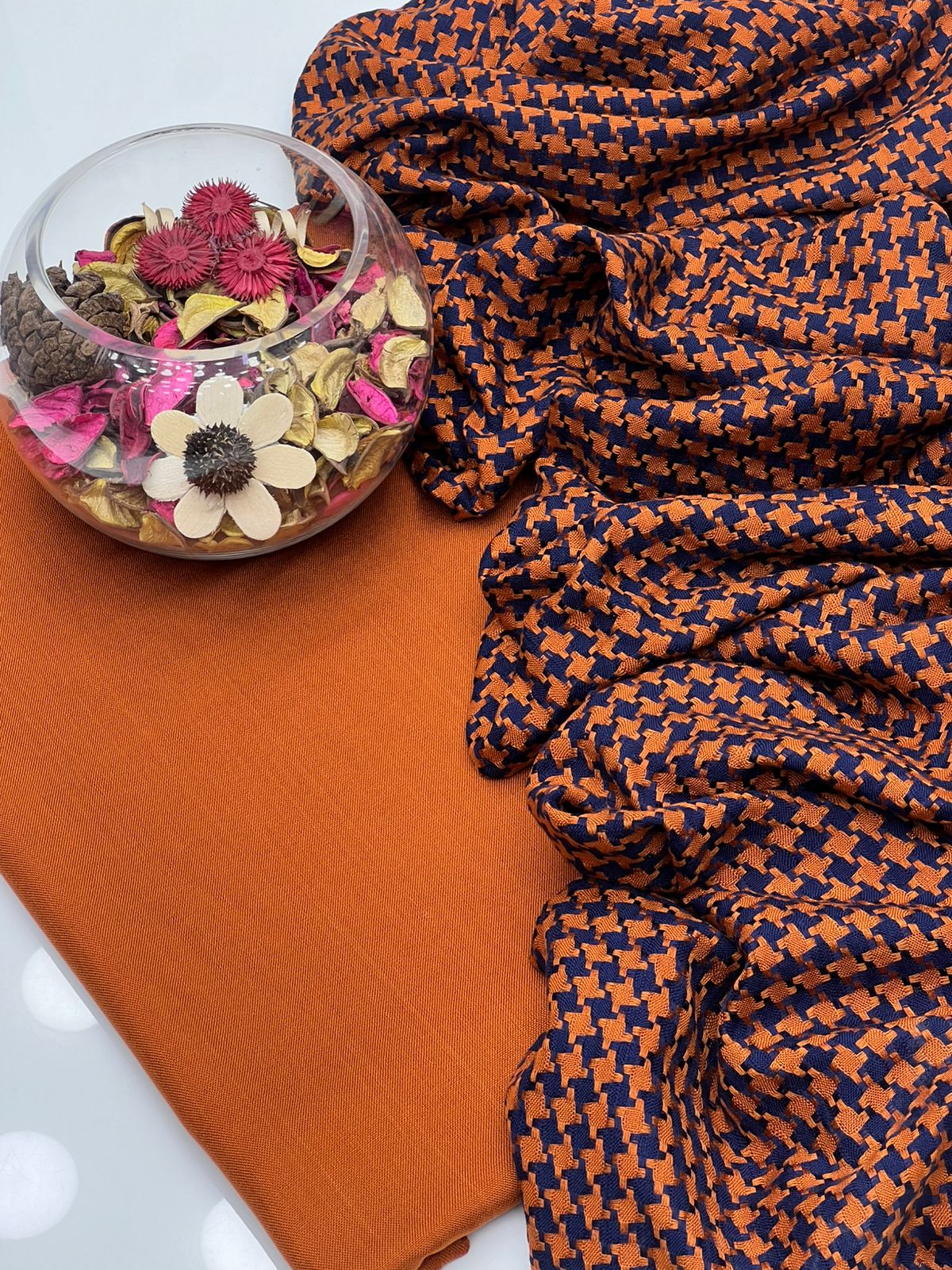 WOOL MARINA CHECK 2PC (RUST COLOR) NEW ARRIVALS