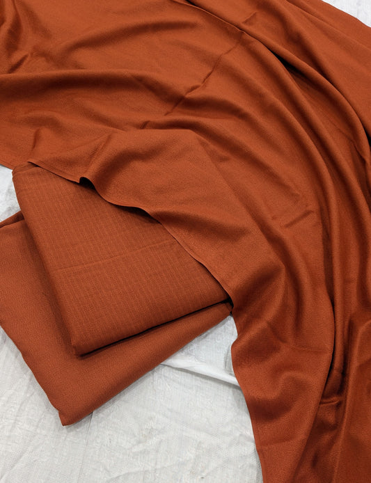 3PC PASHMINA WOOL STUFF MOST TRENDING WINTER SOLID COLLECTION (RUST COLOR)