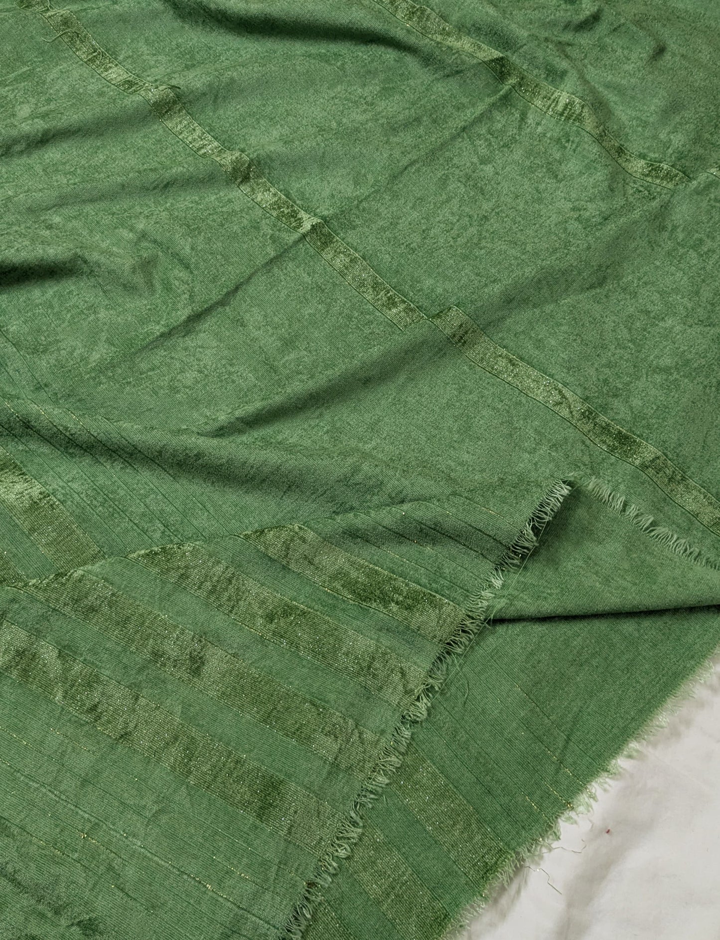 3PC MARINA VELVET LINING NEW DESIGN WITH 100% PURE QUALITY VELVET WOOL SHAWL (LIGHT WAIT & WARM )( FOREST  GREEN )
