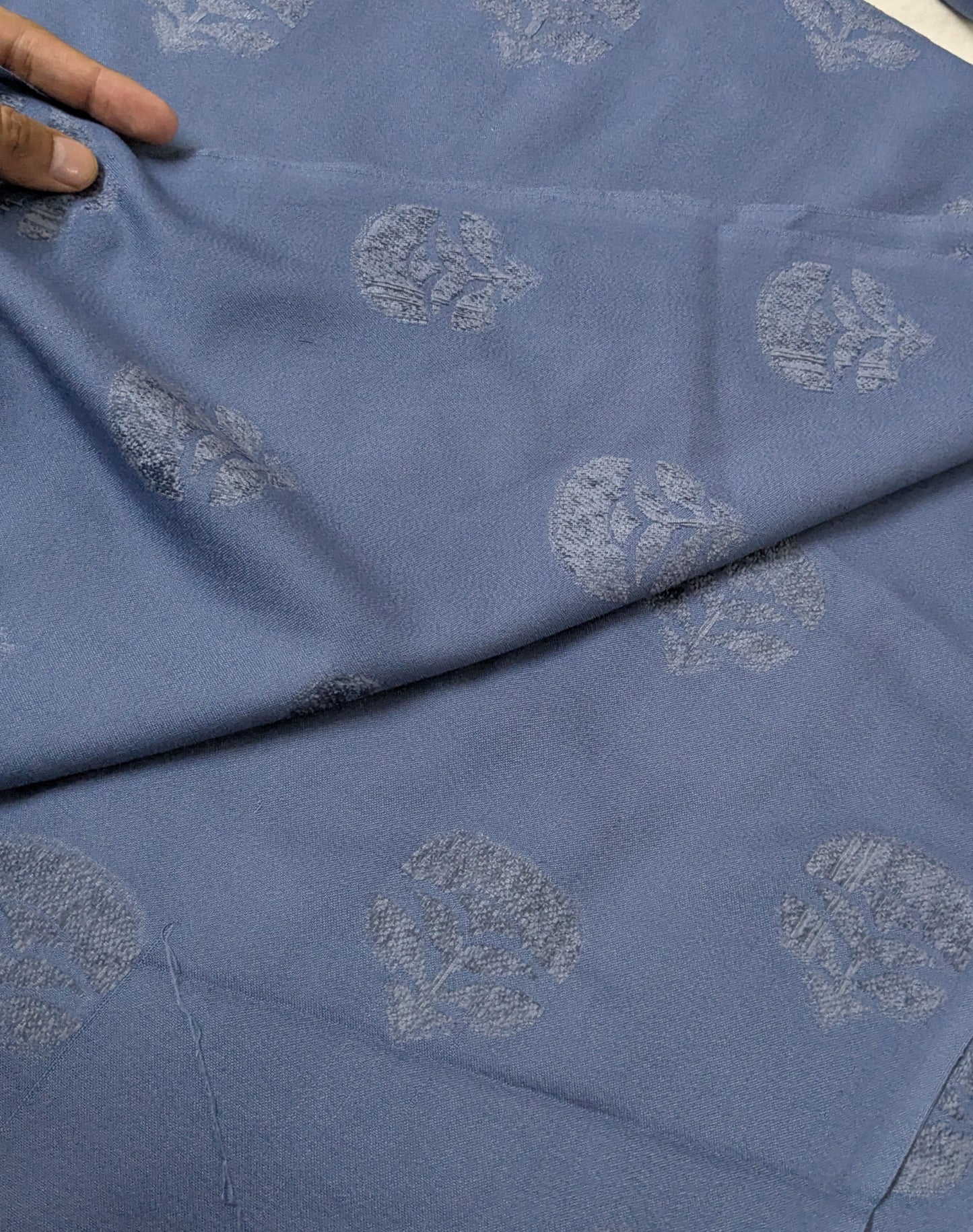 MARINA VELVET MOTIF (EMBOSSED DESIGN) 3PC WITH AMAZING QUALITY VELVET BROSHA SHAWL (MIDNIGHT BLUE COLOR)