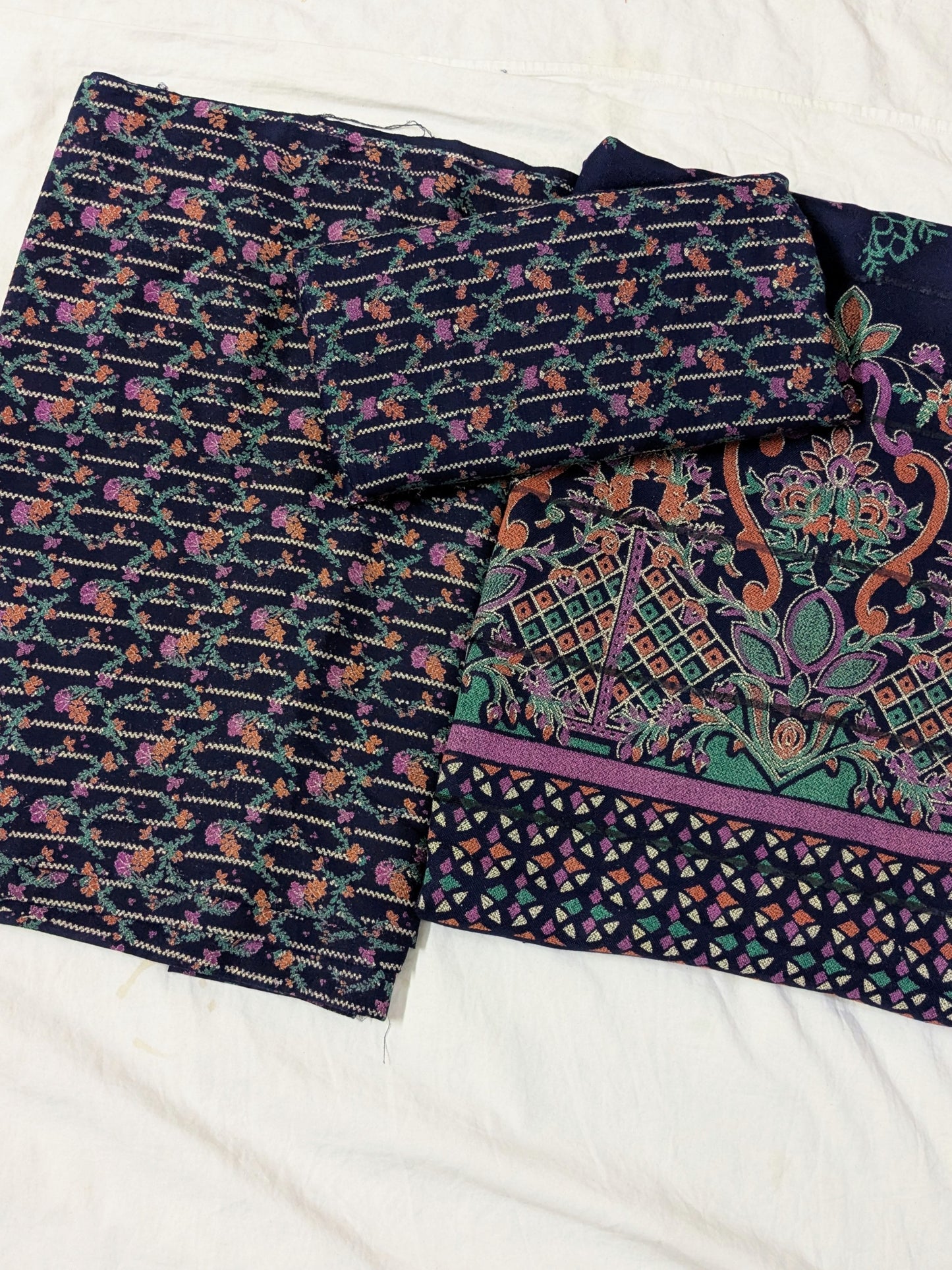 3PC MARINA PRINTED SUIT WINTER COLLECTION (NEVYBLUE COLOR)