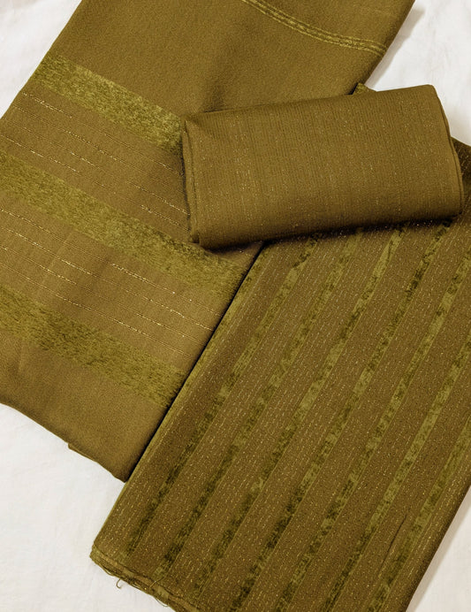 3PC ALPINE ZARI VELVET MARINA 3PC MOST DEMANDING WINTER COLLECTION DARK MHNDI COLOR (AVDZ00DMHN)