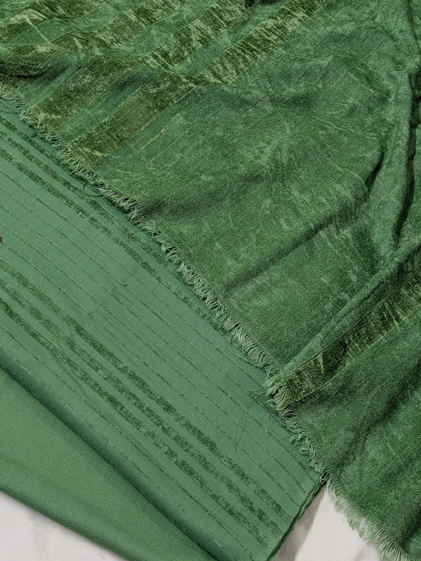 3PC MARINA VELVET LINING NEW DESIGN WITH 100% PURE QUALITY VELVET WOOL SHAWL (LIGHT WAIT & WARM )( FOREST  GREEN )