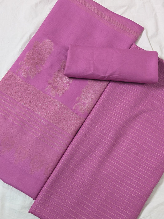 3PC MARINA CHECK VELVET WITH FANCY VELVET BROSHA SHAWL NEW ARRIVAL PREMIUEM QUALITY WINTER COLLECTION (BABY PINK COLOR)