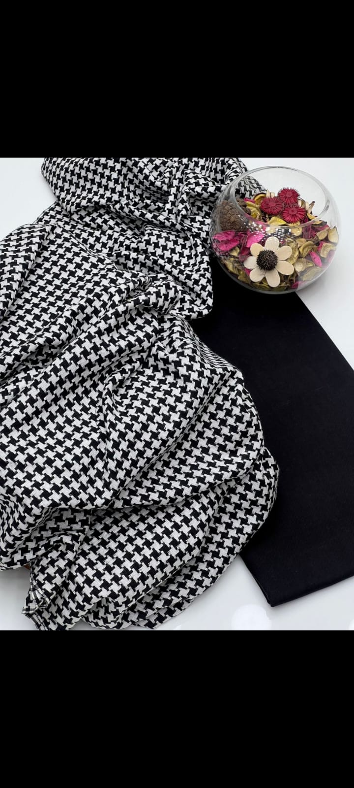 WOOL MARINA CHECK 2PC (BLACK & WHITE)