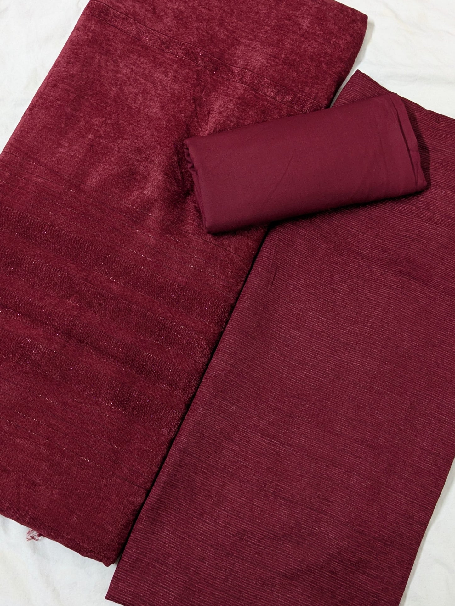 PEACH WOOL VELVET 3PC VERY PREMIUM EXPORT QUALITY WINTER COLLECTION 2025 (REDISH MEHRON)