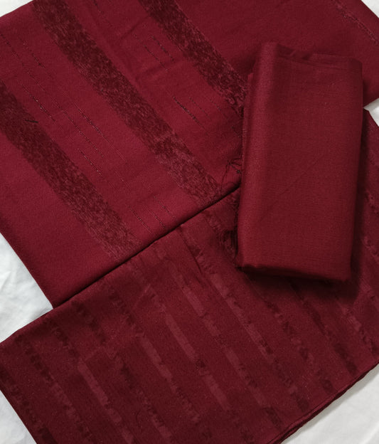 ALPINE ZARI VELVET DHANK MARINA 3PC MOST DEMANDING WINTER COLLECTION 2025 MAHROON COLOR ( AVDZ00MH)