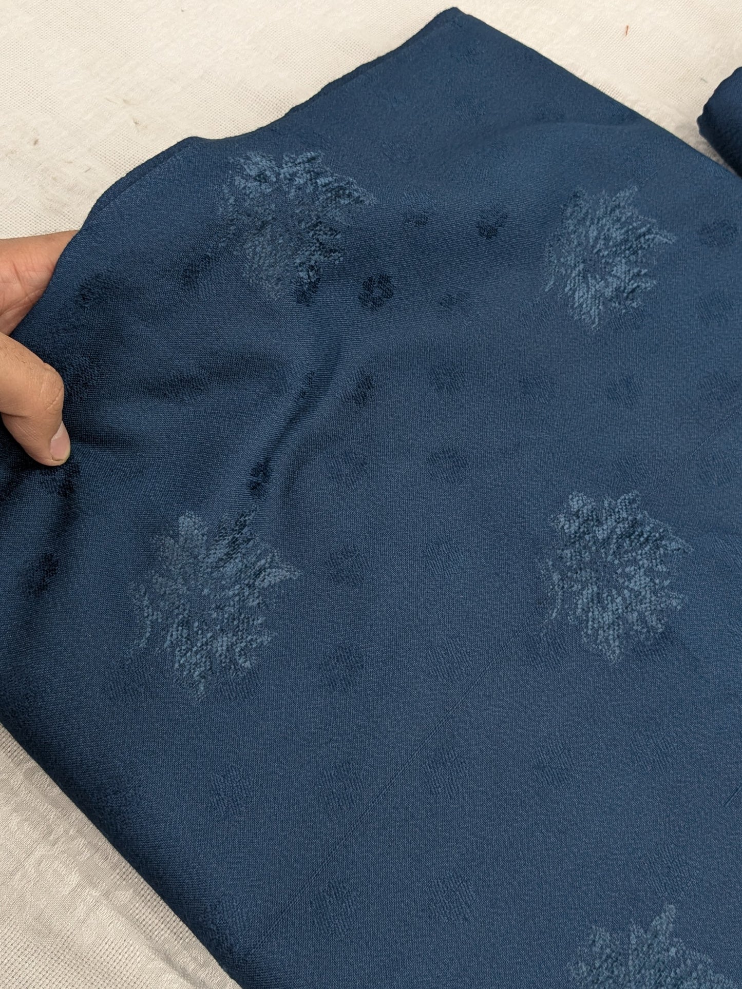 MARINA VELVET MOTIF (EMBOSSED DESIGN) 3PC WITH AMAZING QUALITY VELVET BROSHA SHAWL (ZINC COLOR)