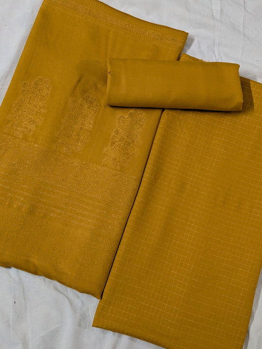 3PC MARINA CHECK VELVET WITH FANCY VELVET BROSHA SHAWL NEW ARRIVAL PREMIUEM QUALITY WINTER COLLECTION (MASTRD COLOR)