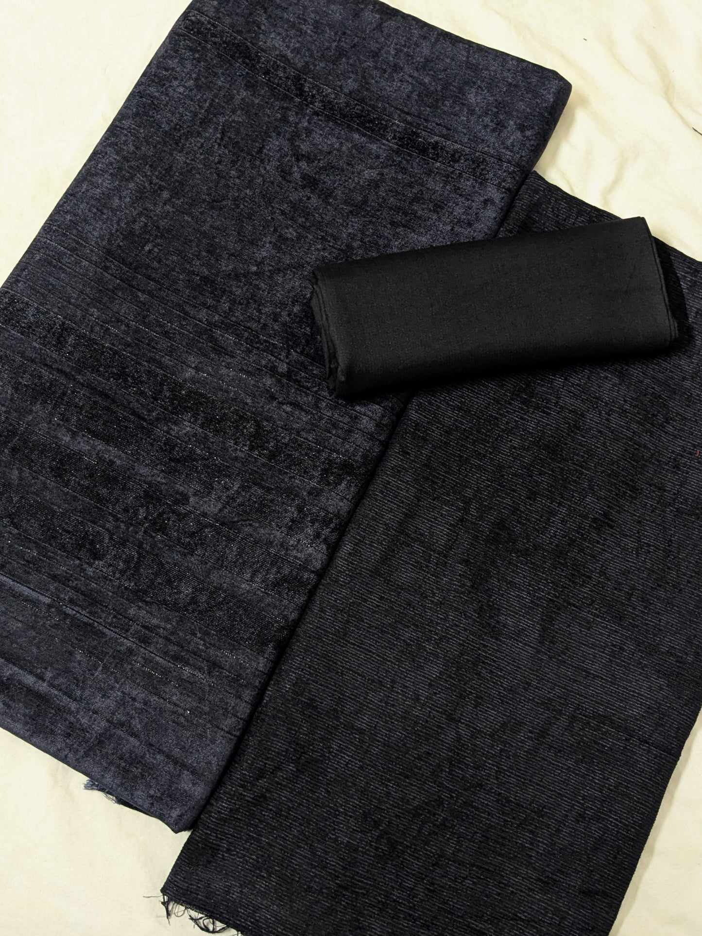 PEACH WOOL VELVET 3PC VERY PREMIUM EXPORT QUALITY WINTER COLLECTION 2025 (BLACK COLOR)
