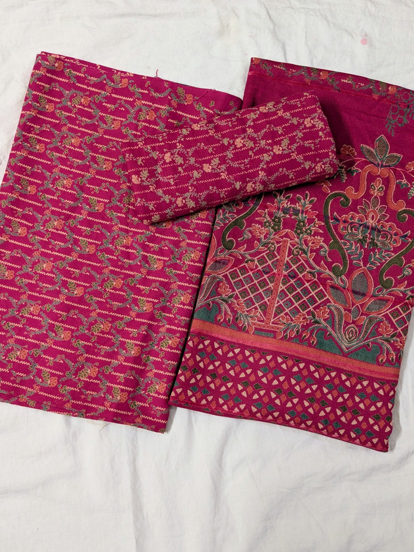 3PC MARINA PRINTED SUIT WINTER COLLECTION (SHOCKING PINK COLOR)