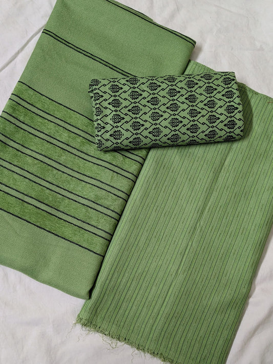 3PC ALPINE BLACK VELVET WINTER UNIQUE LUXURY ARTICLE WITH PRINTED TROUSER ( APPLE GREEN)