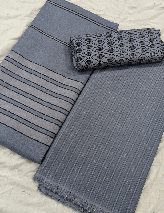 3PC ALPINE BLACK VELVET WINTER UNIQUE LUXURY ARTICLE WITH PRINTED TROUSER ( MIDNIGHT)