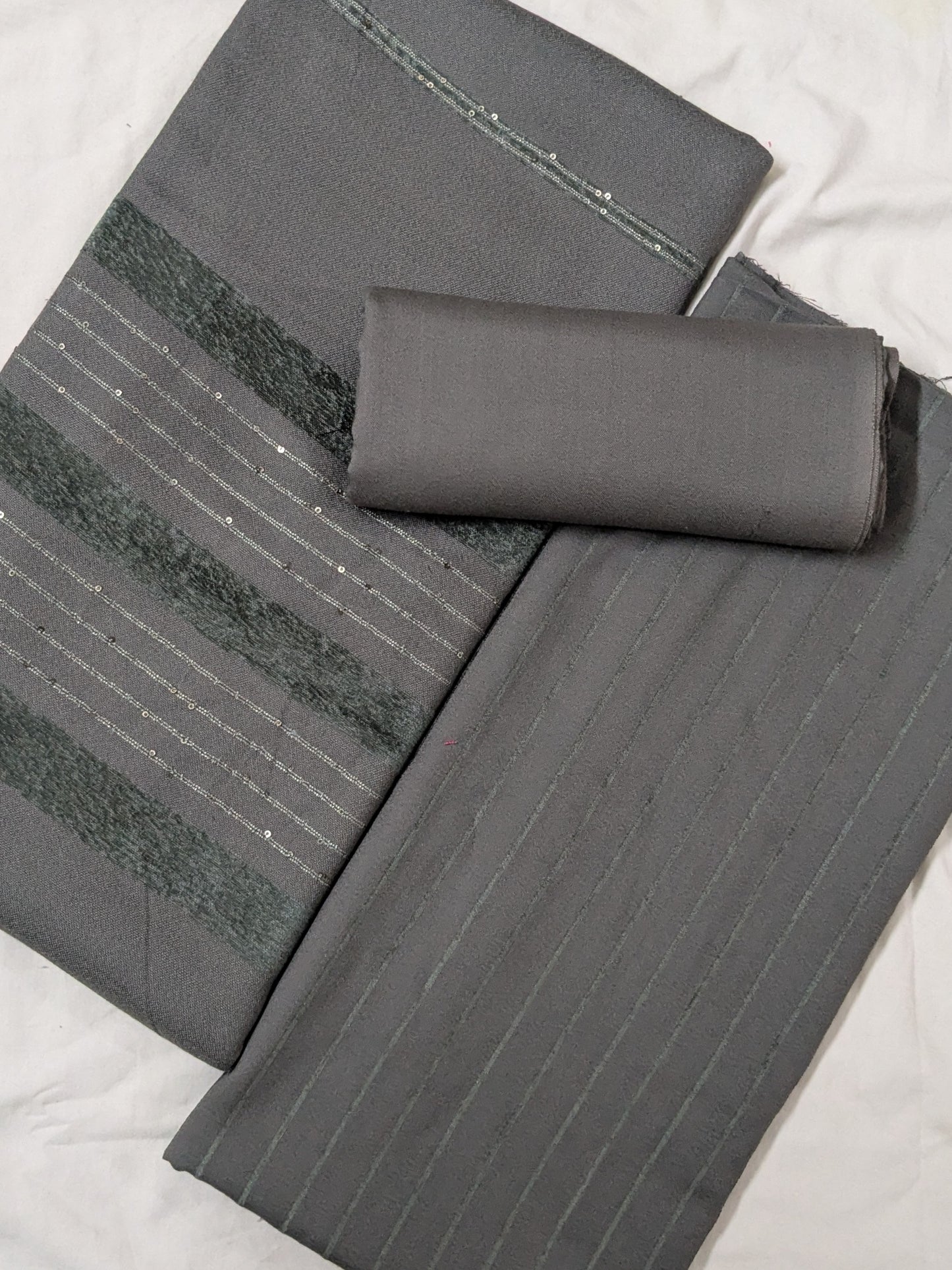 3PC ALPINE VELVET MARINA (|) VERTICAL LINE ONLY ON CASTUMR SPECIAL DEMAND (GRAY COLOR)