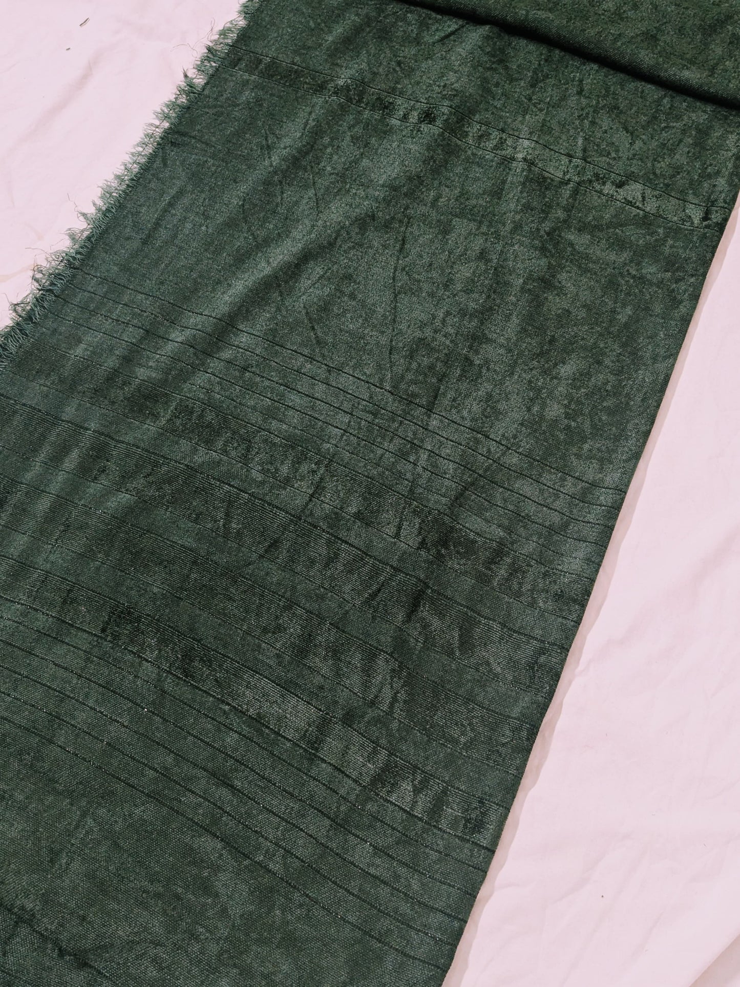3PC MARINA VELVET LINING NEW DESING WITH 100% PURE QUALITY VELVET WOOL SHAWL( LIGHT WAIT & WARM) (BOTTLE GREEN)